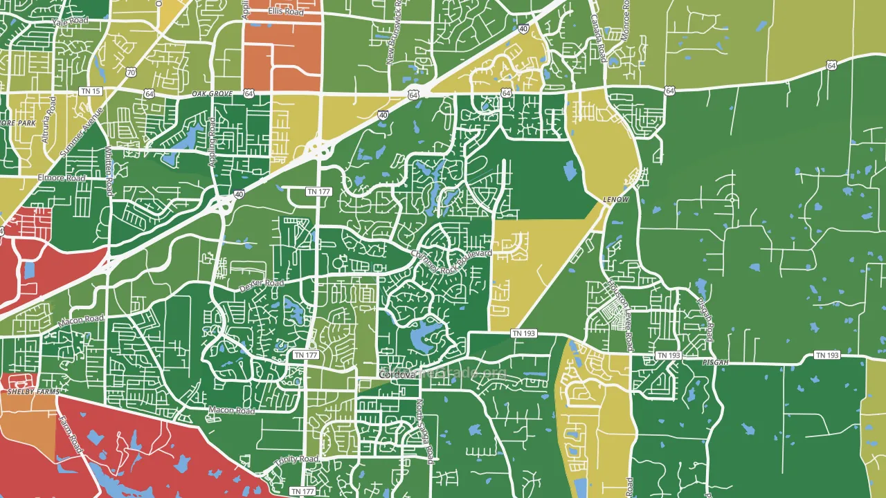 38016, TN Map of Drug-Related Crime Rates