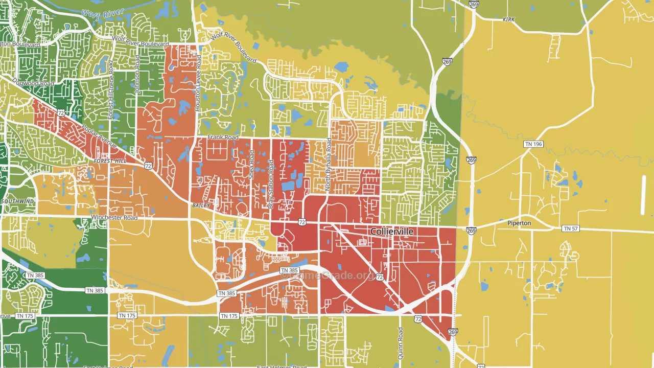 38017, TN Map of Drug-Related Crime Rates