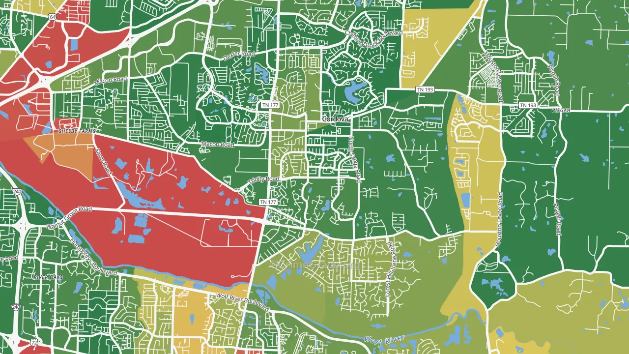 38018, TN Map of Drug-Related Crime Rates