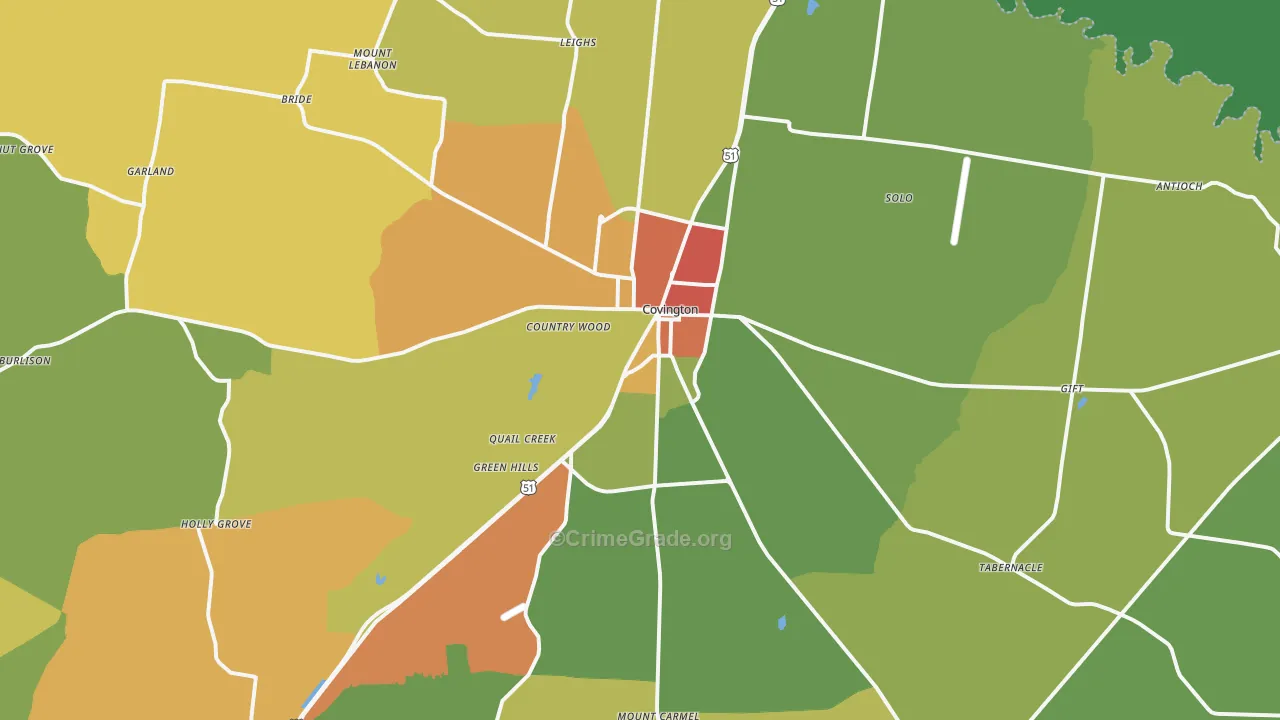 38019, TN Map of Drug-Related Crime Rates