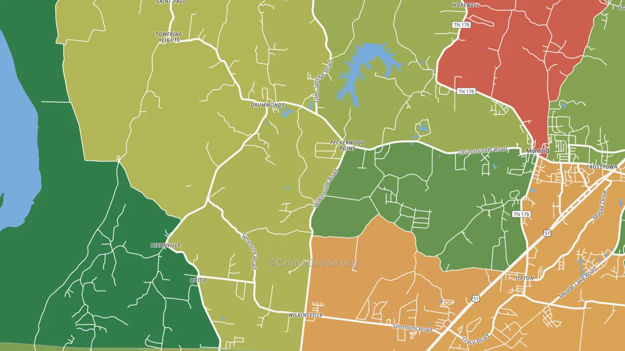 38023, TN Map of Drug-Related Crime Rates