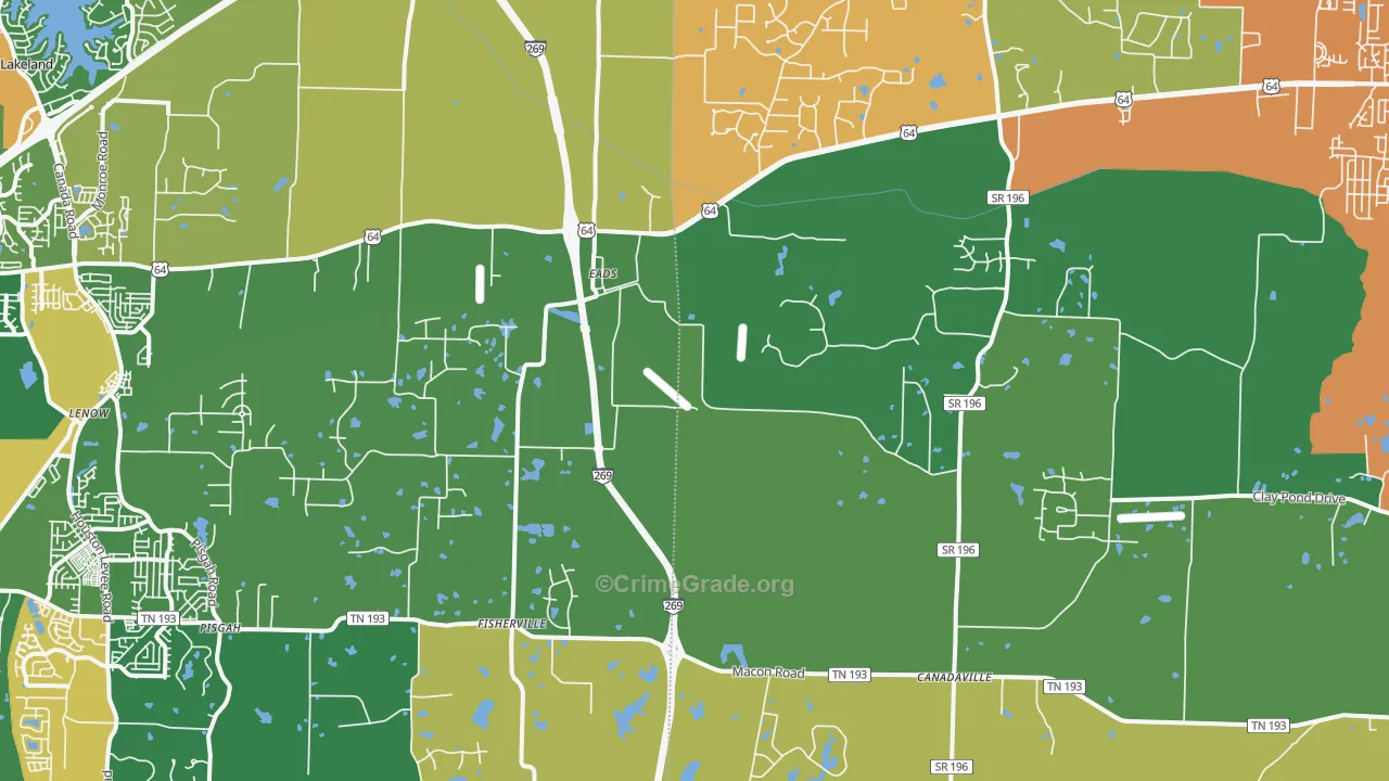 38028, TN Map of Drug-Related Crime Rates