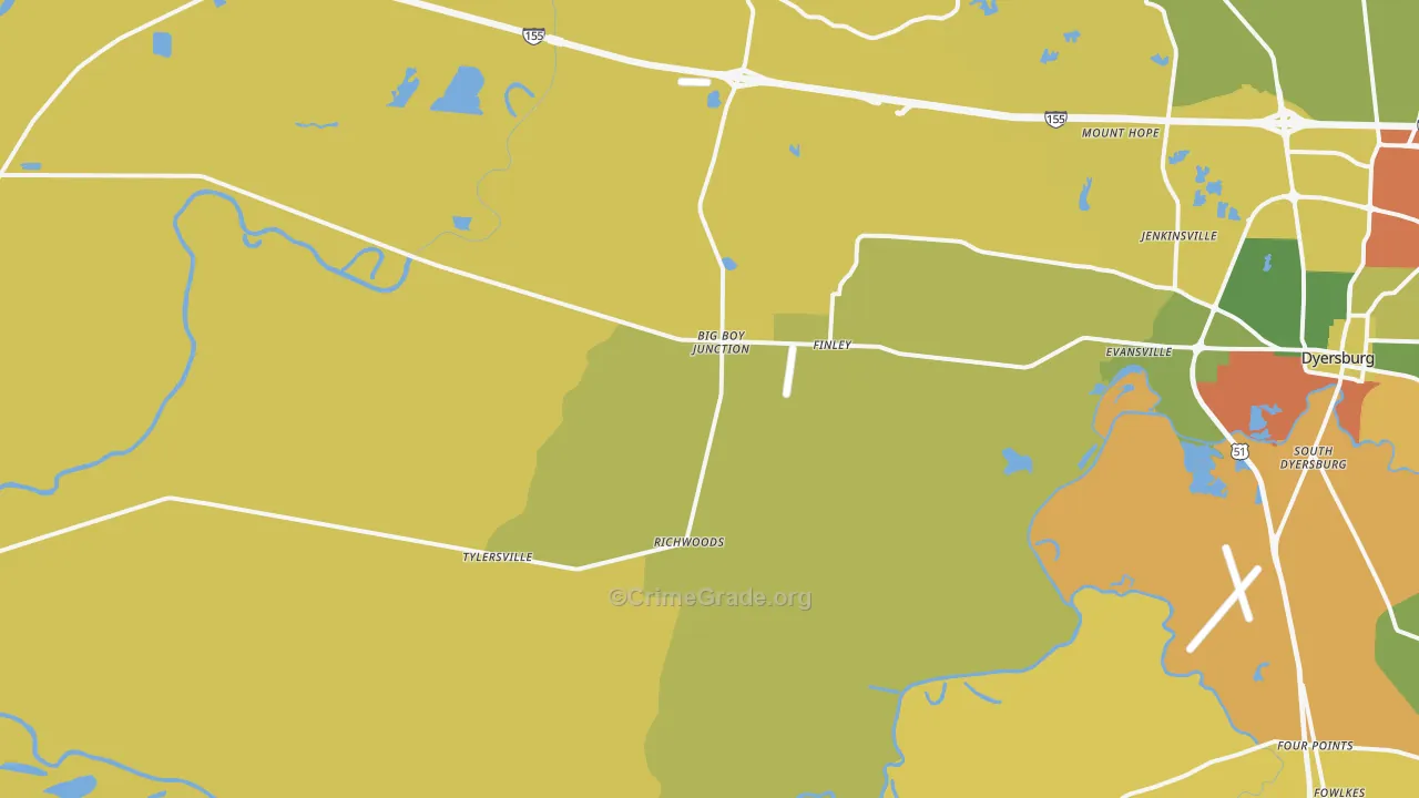 38030, TN Map of Drug-Related Crime Rates