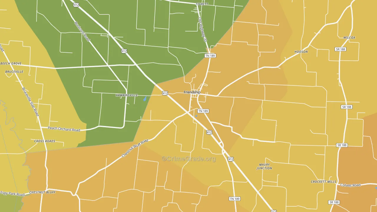 38034, TN Map of Drug-Related Crime Rates