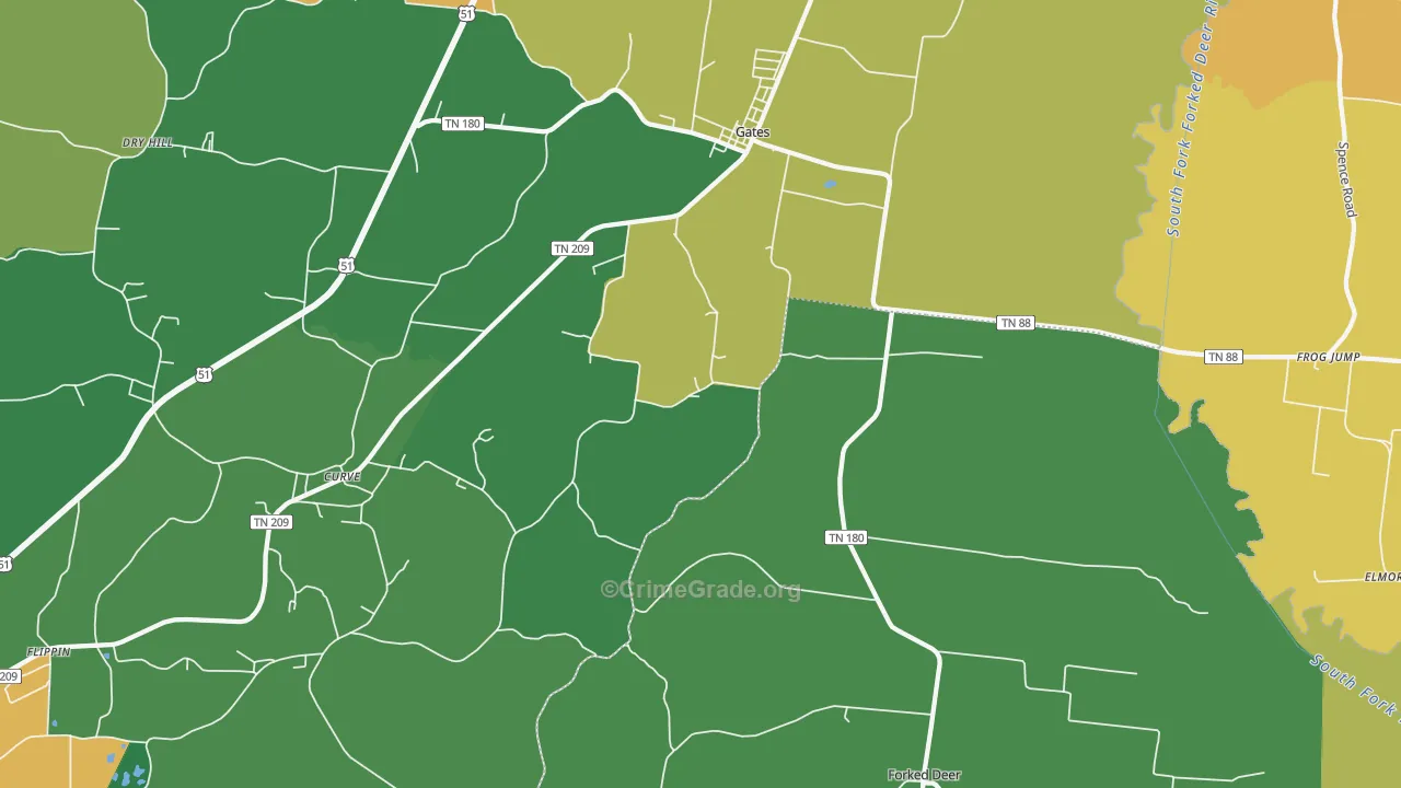 38037, TN Map of Drug-Related Crime Rates