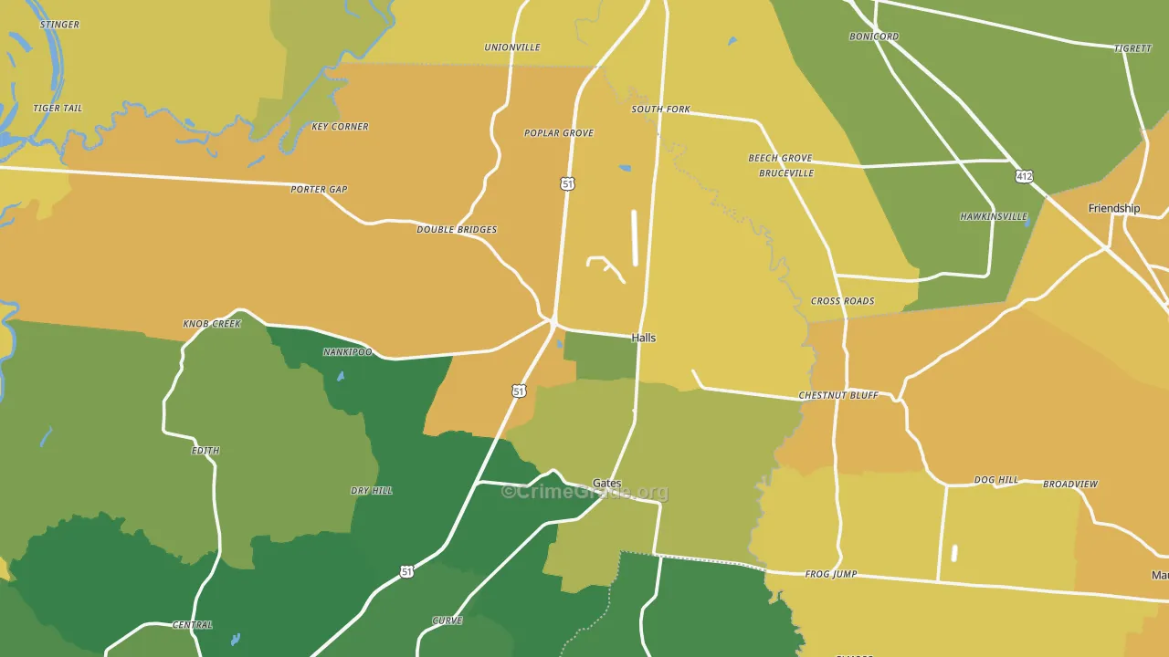 38040, TN Map of Drug-Related Crime Rates
