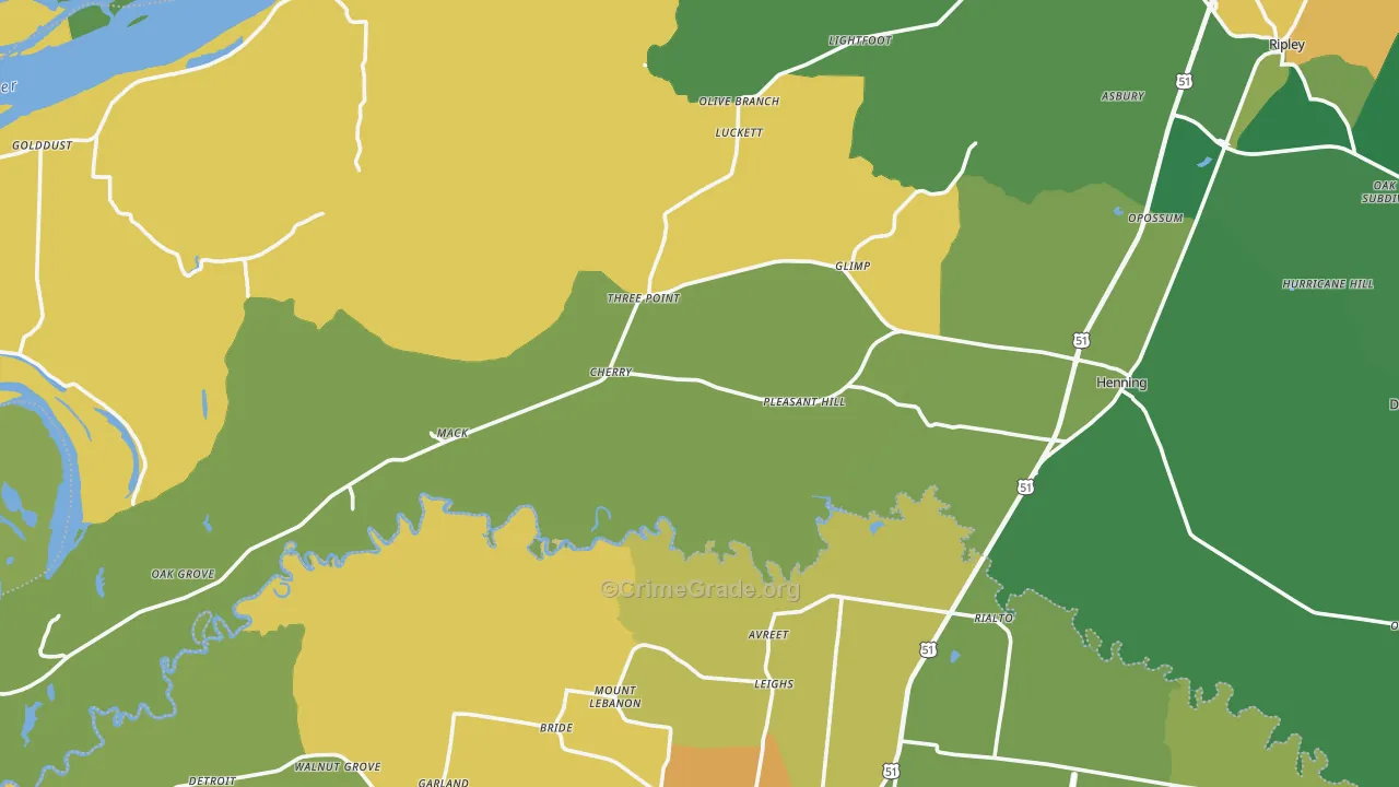38041, TN Map of Drug-Related Crime Rates