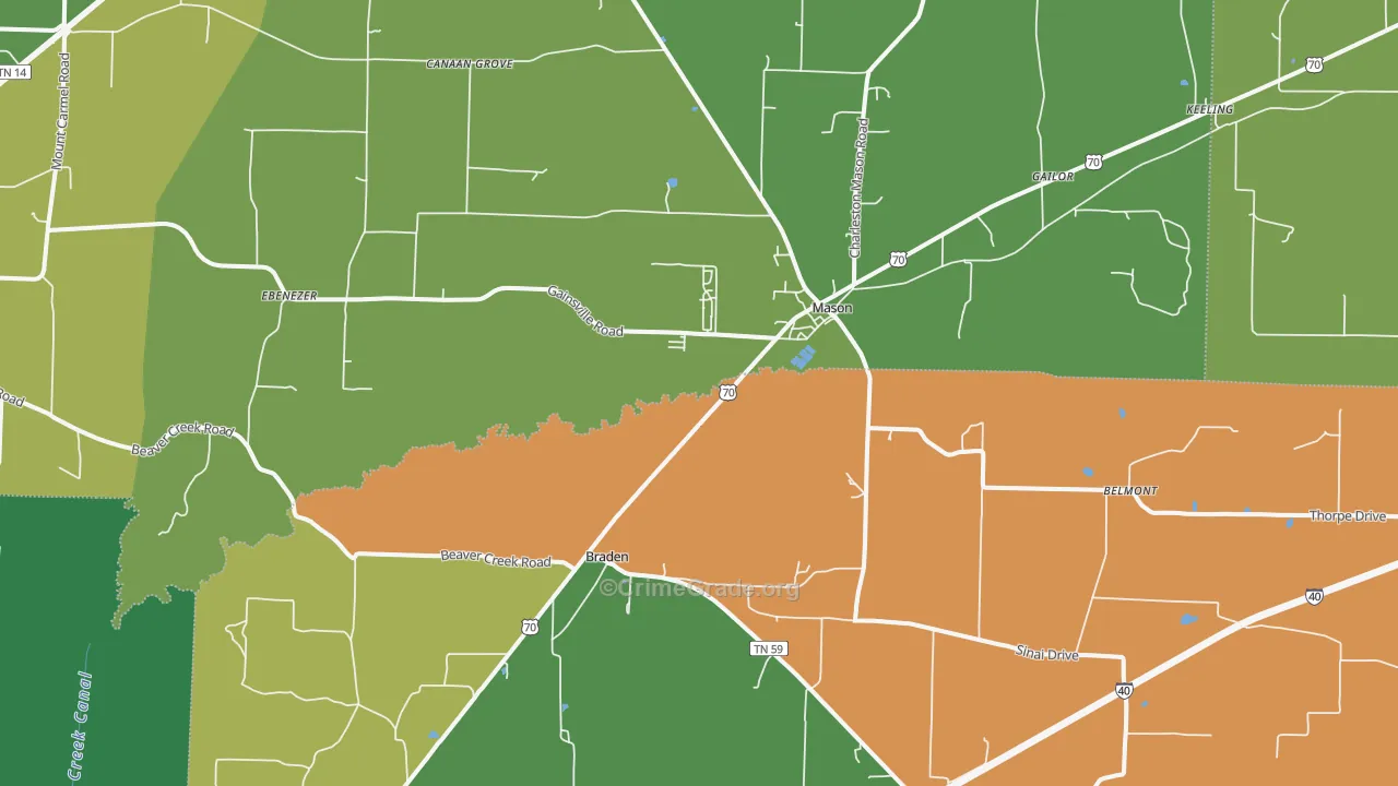 38049, TN Map of Drug-Related Crime Rates