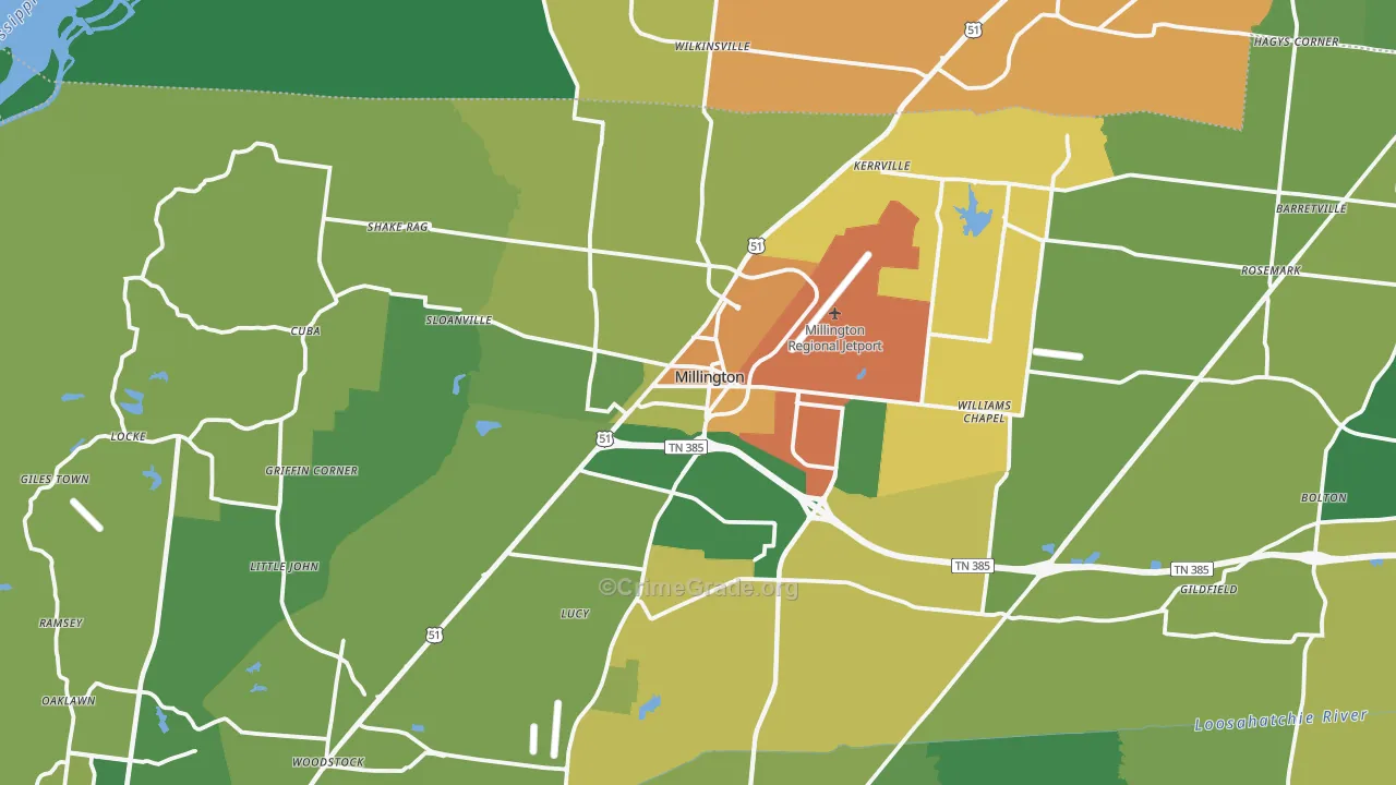 38053, TN Map of Drug-Related Crime Rates