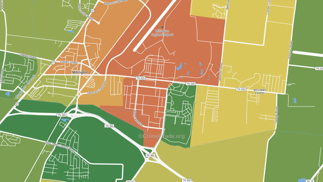38054, TN Map of Drug-Related Crime Rates