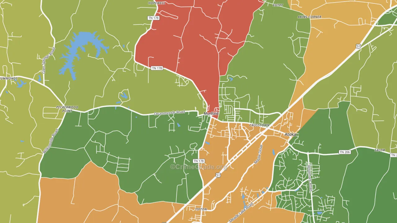 38058, TN Map of Drug-Related Crime Rates