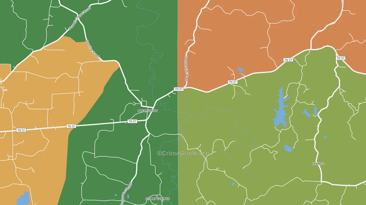 38061, TN Map of Drug-Related Crime Rates