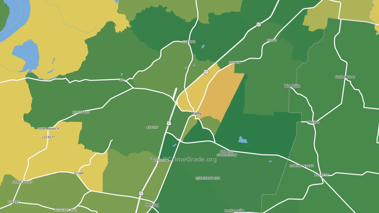 38063, TN Map of Drug-Related Crime Rates