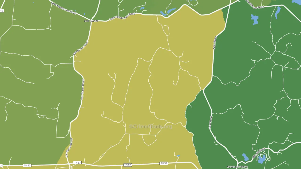 38067, TN Map of Drug-Related Crime Rates