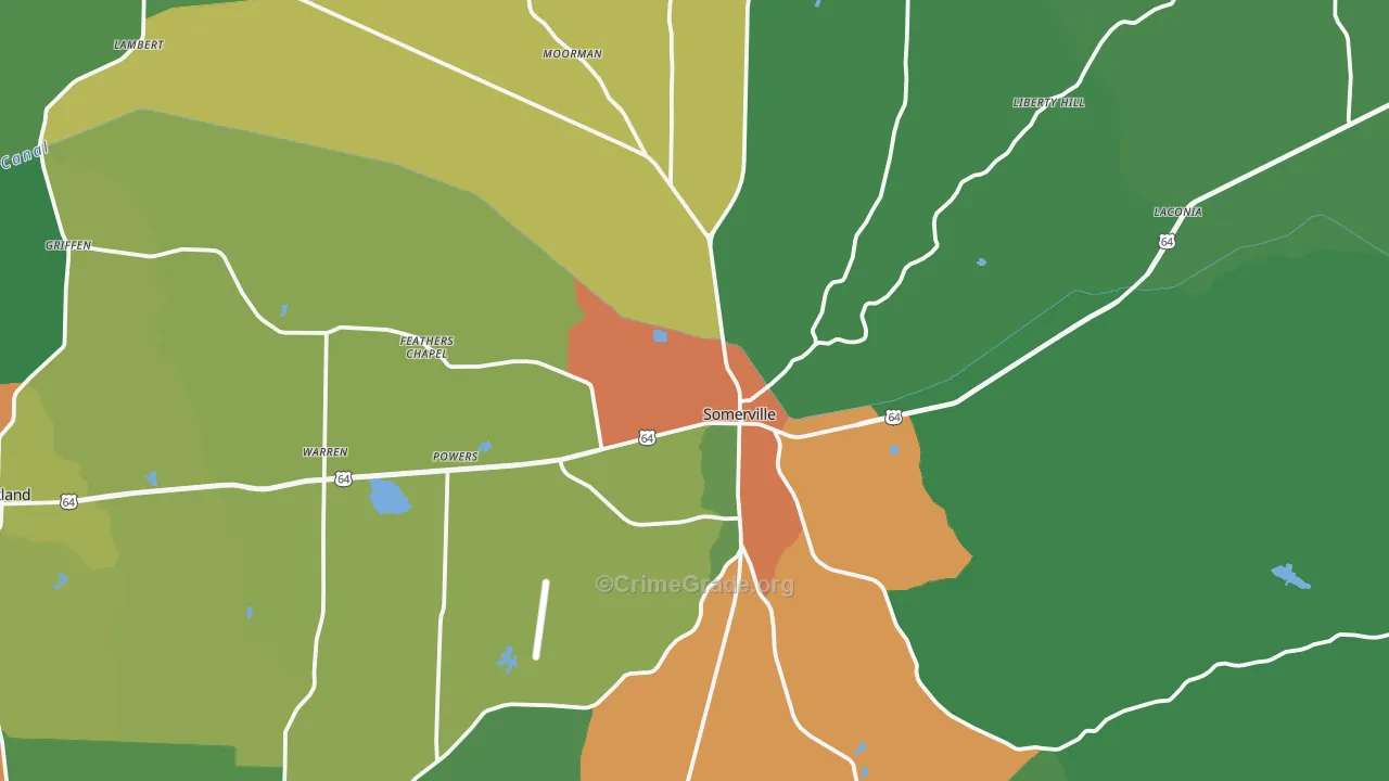 38068, TN Map of Drug-Related Crime Rates
