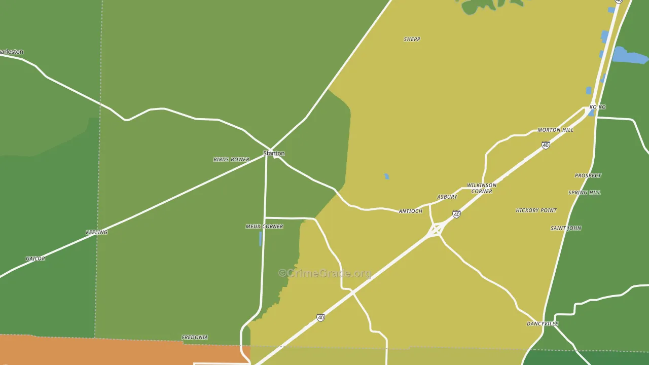 38069, TN Map of Drug-Related Crime Rates