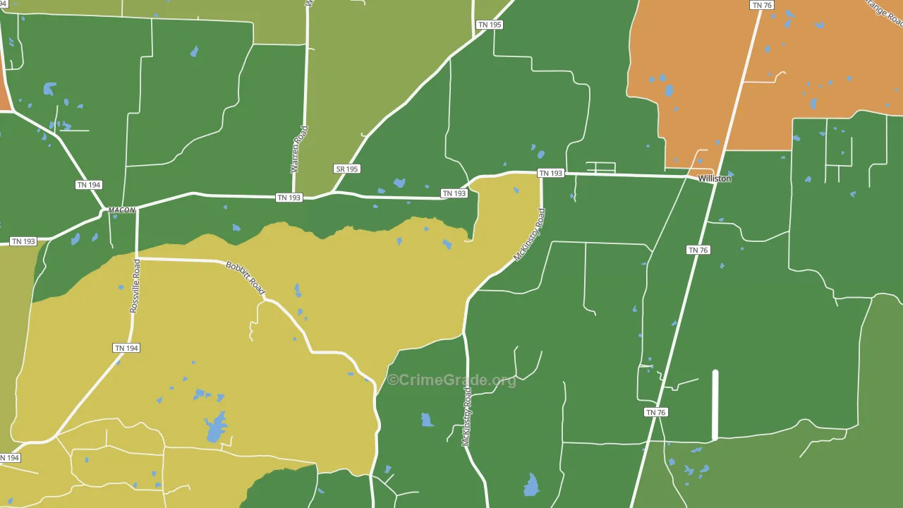 38076, TN Map of Drug-Related Crime Rates
