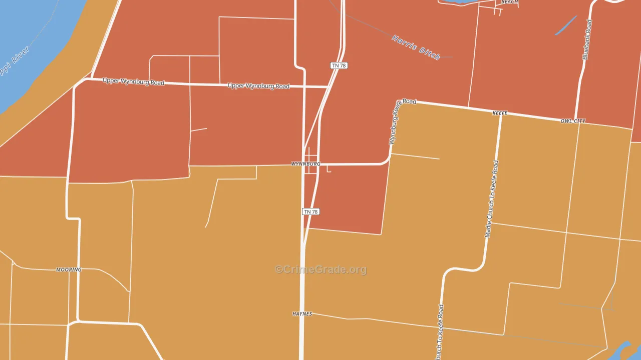 38077, TN Map of Drug-Related Crime Rates