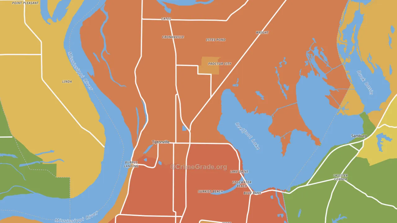 38079, TN Map of Drug-Related Crime Rates