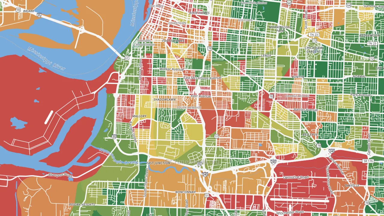 38106, TN Map of Drug-Related Crime Rates