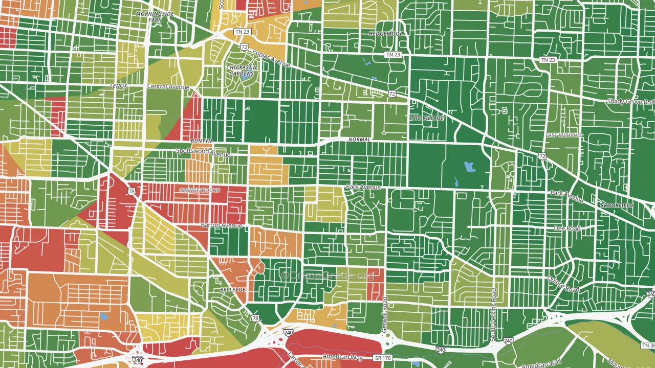 38111, TN Map of Drug-Related Crime Rates