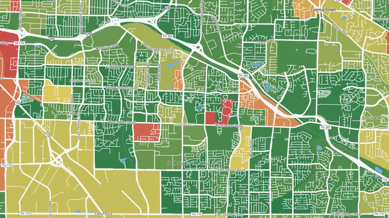 38115, TN Map of Drug-Related Crime Rates