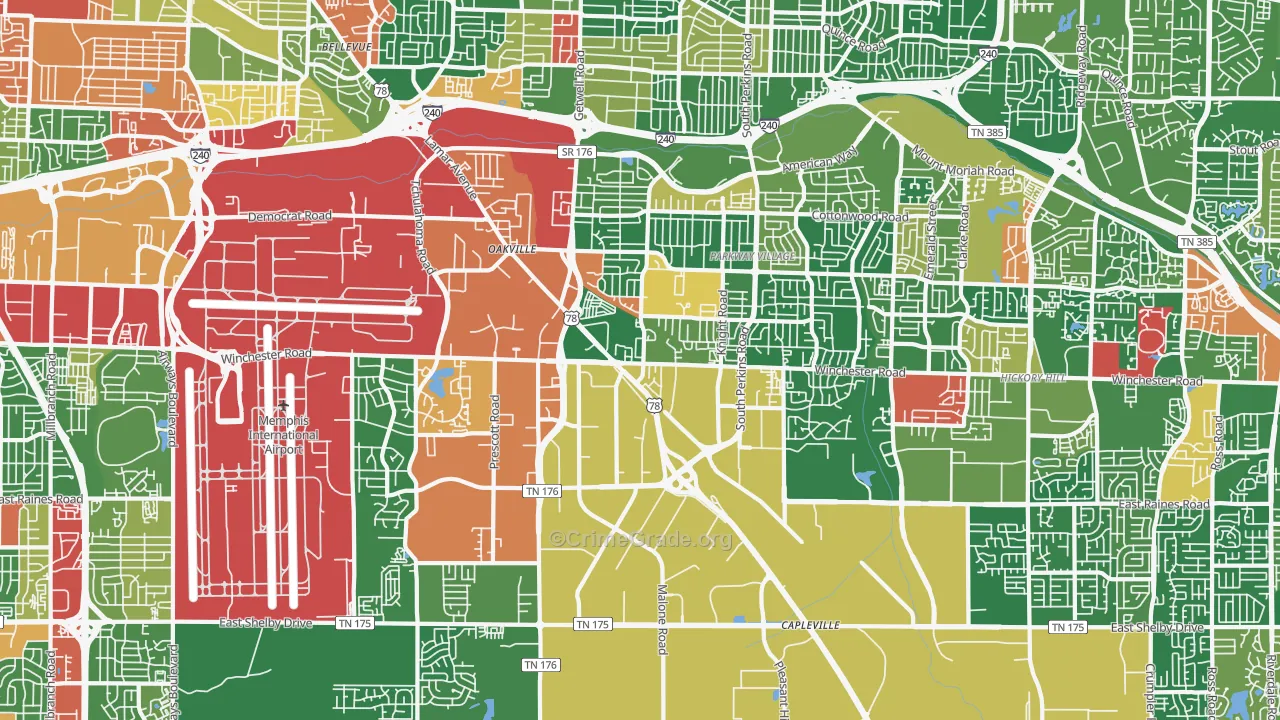 38118, TN Map of Drug-Related Crime Rates