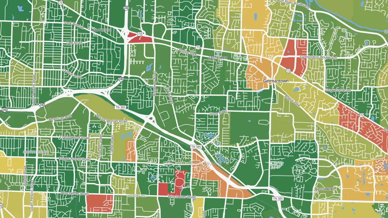 38119, TN Map of Drug-Related Crime Rates