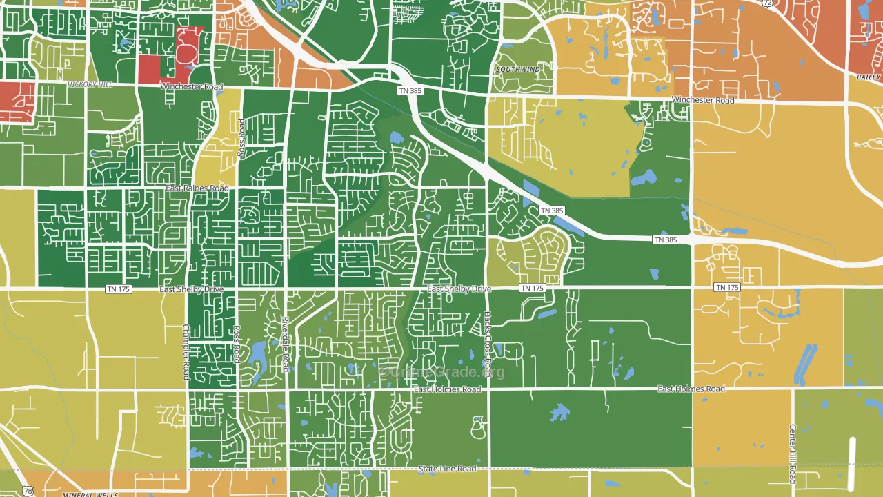38125, TN Map of Drug-Related Crime Rates