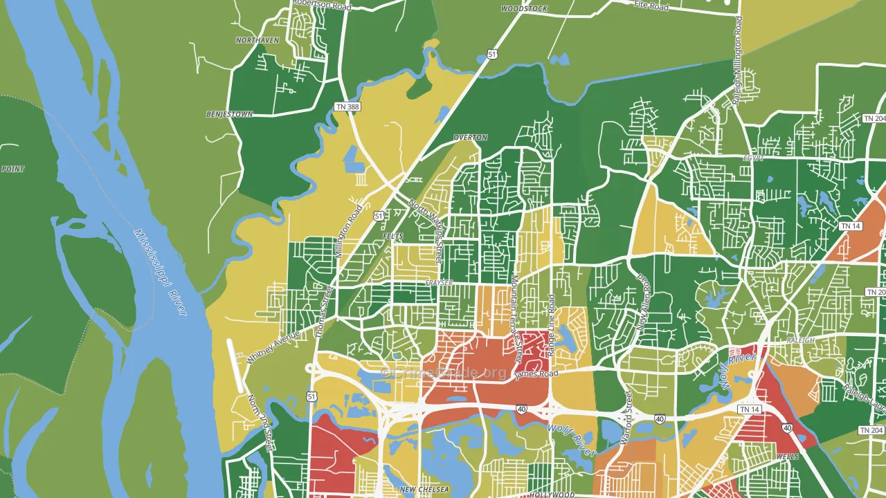 38127, TN Map of Drug-Related Crime Rates