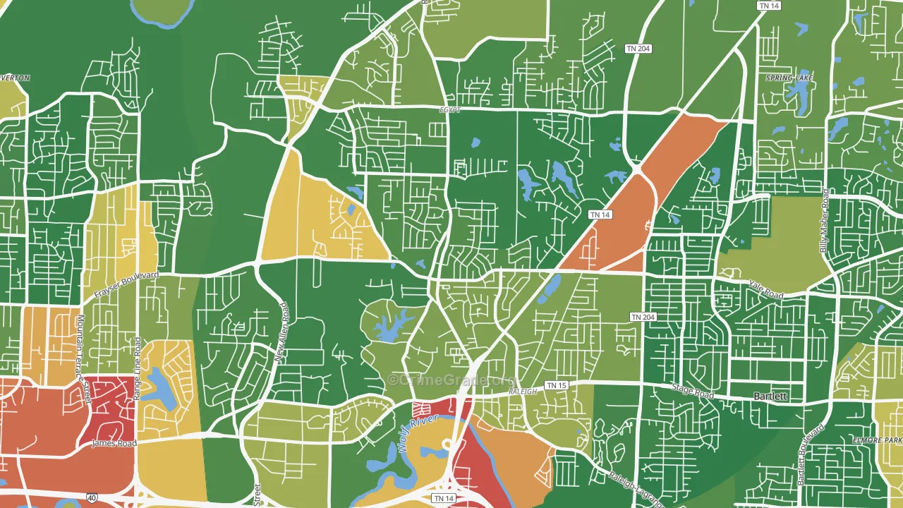 38128, TN Map of Drug-Related Crime Rates