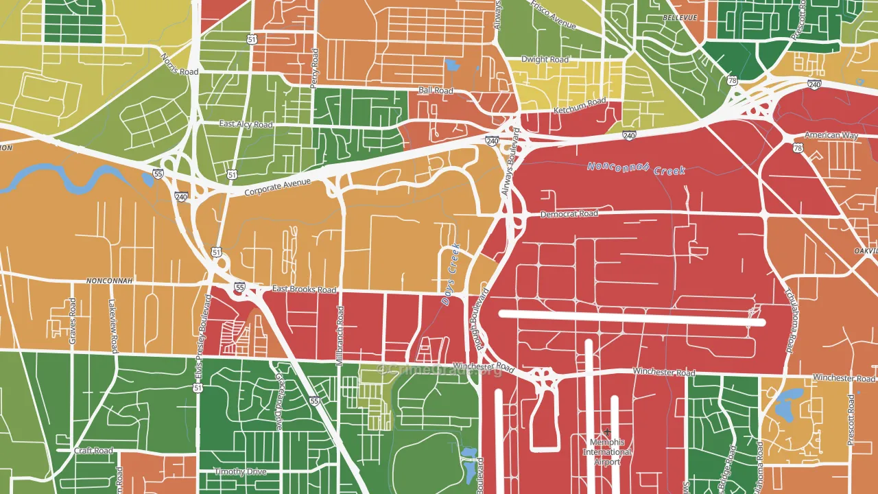 38131, TN Map of Drug-Related Crime Rates