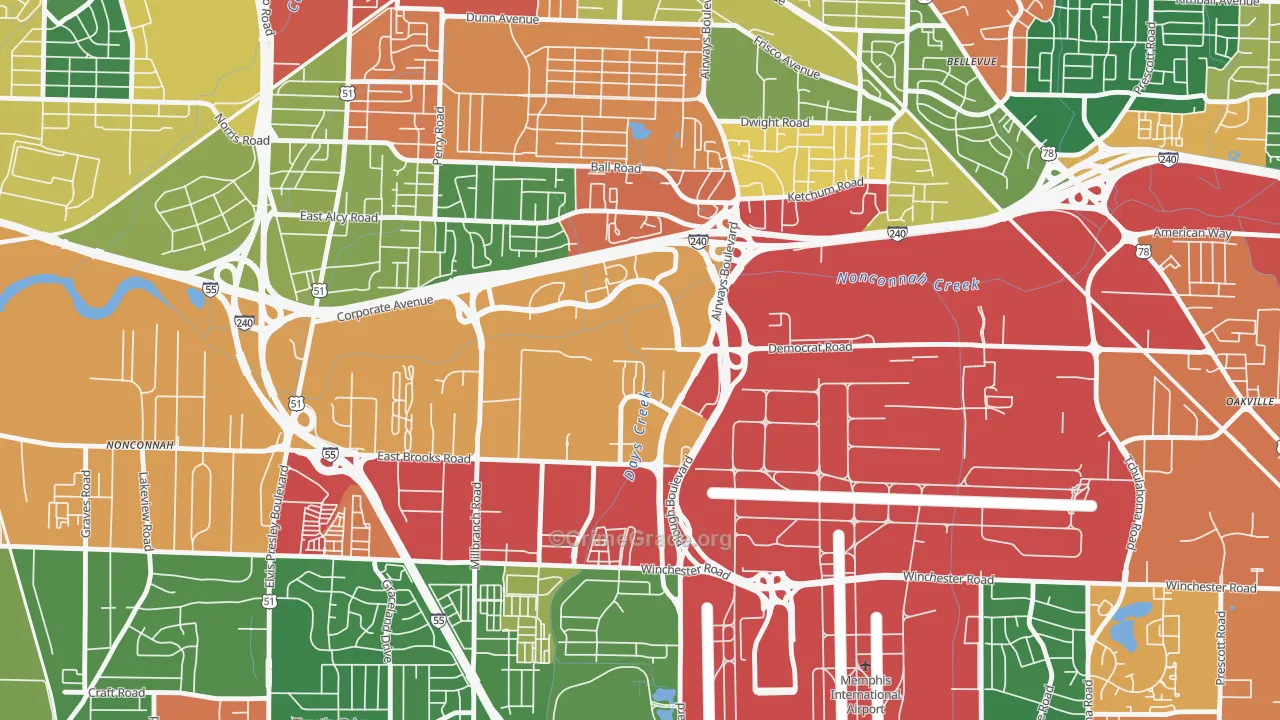 38132, TN Map of Drug-Related Crime Rates