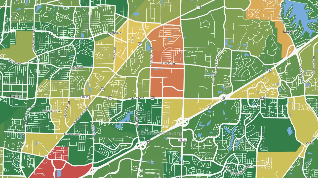 38133, TN Map of Drug-Related Crime Rates