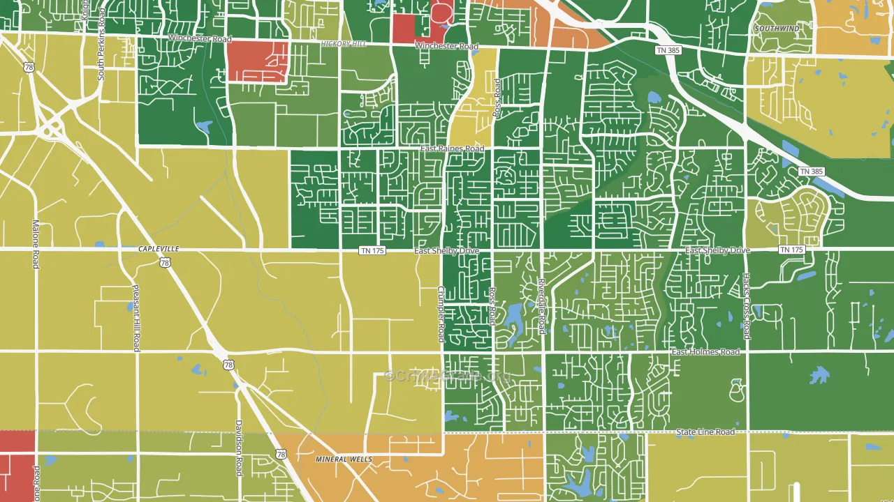 38141, TN Map of Drug-Related Crime Rates