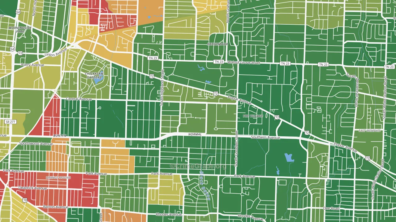 38152, TN Map of Drug-Related Crime Rates