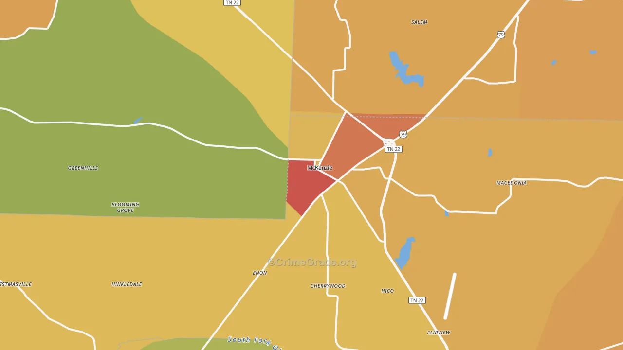 38201, TN Map of Drug-Related Crime Rates