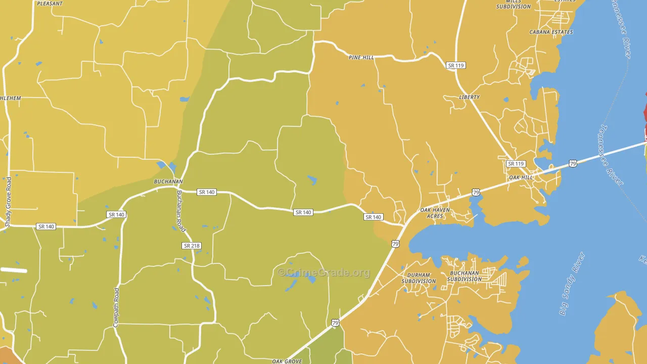38222, TN Map of Drug-Related Crime Rates