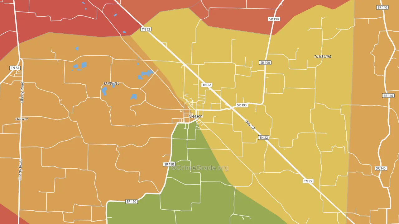 38229, TN Map of Drug-Related Crime Rates