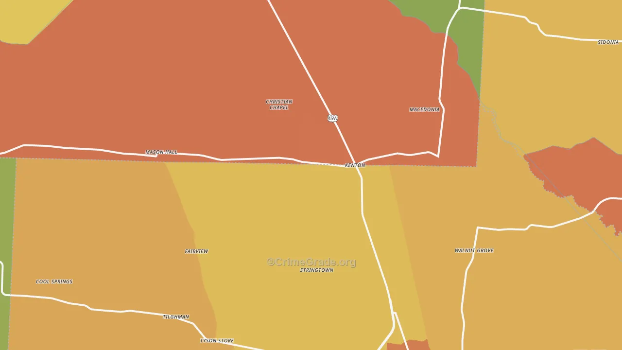 38233, TN Map of Drug-Related Crime Rates