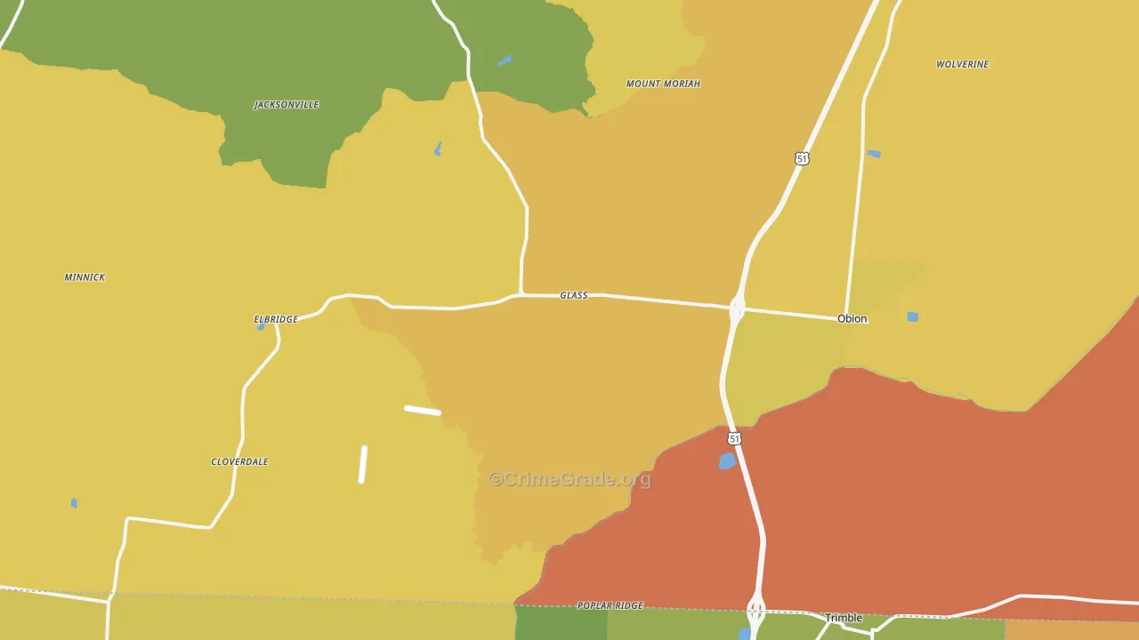 38240, TN Map of Drug-Related Crime Rates
