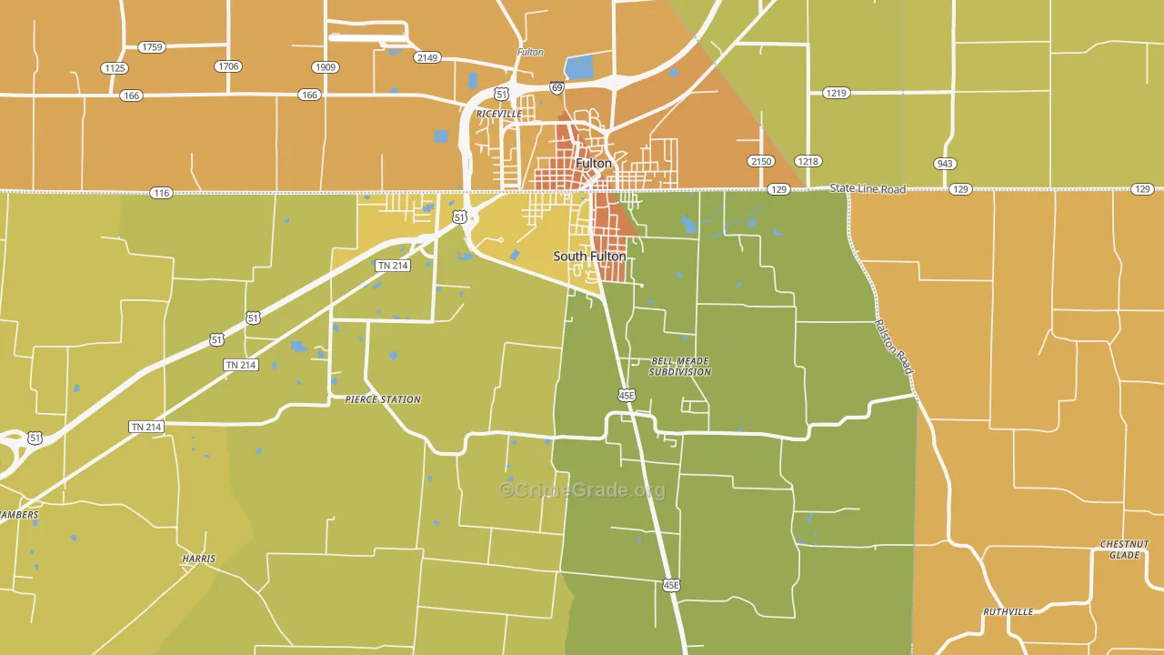 38257, TN Map of Drug-Related Crime Rates