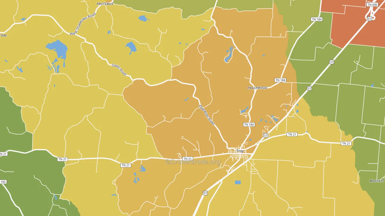 38260, TN Map of Drug-Related Crime Rates