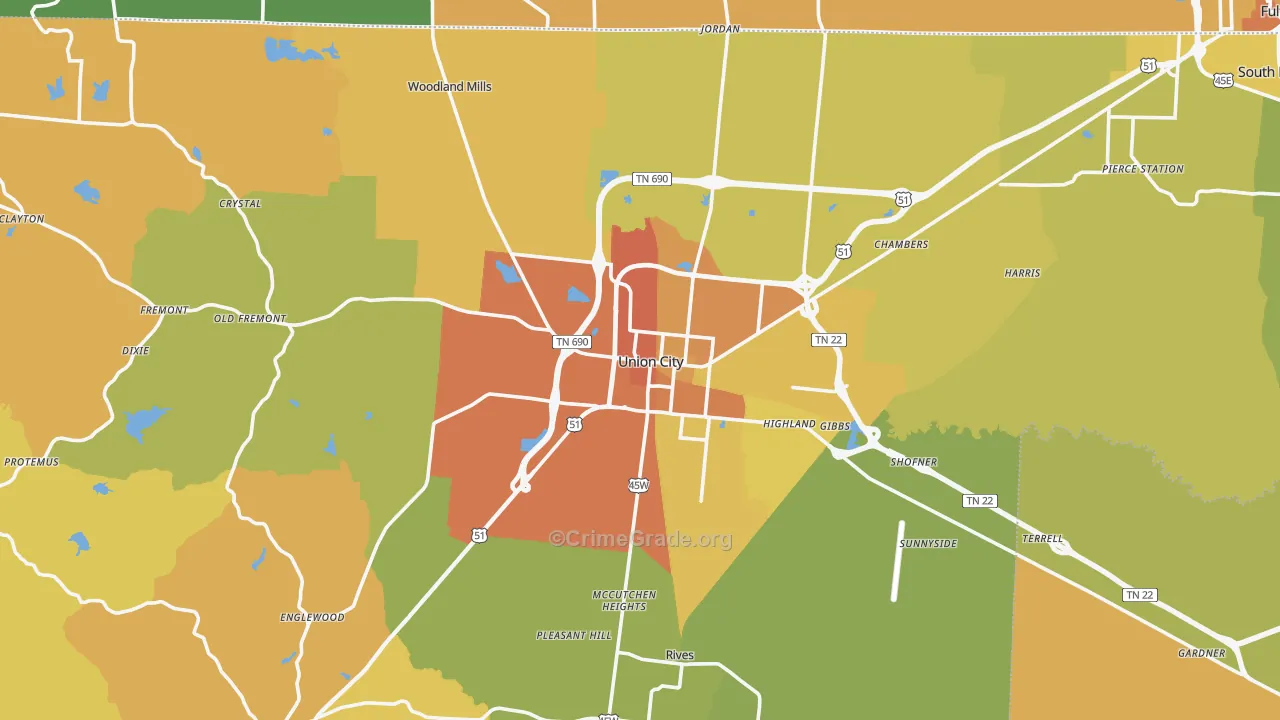 38261, TN Map of Drug-Related Crime Rates