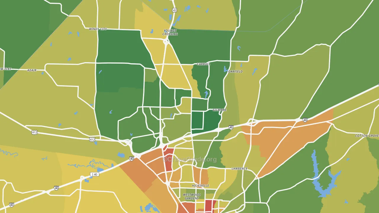 38305, TN Map of Drug-Related Crime Rates