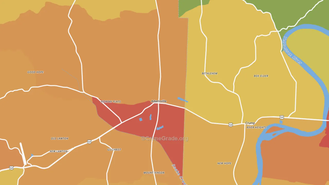 38310, TN Map of Drug-Related Crime Rates