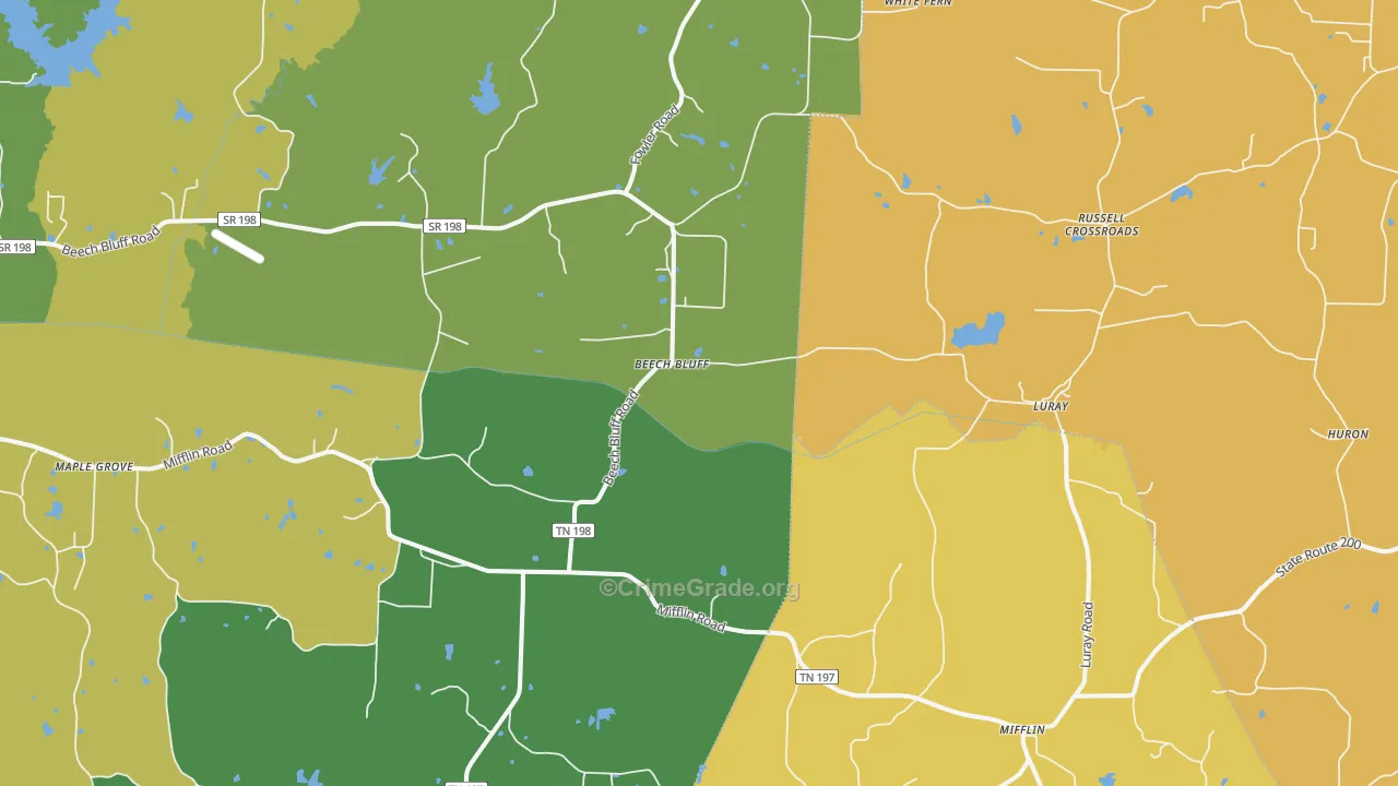 38313, TN Map of Drug-Related Crime Rates