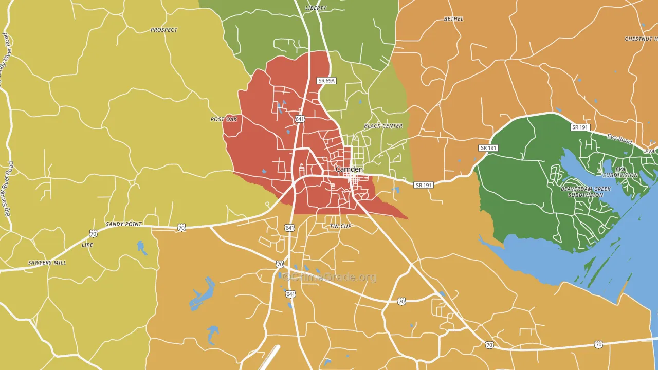 38320, TN Map of Drug-Related Crime Rates