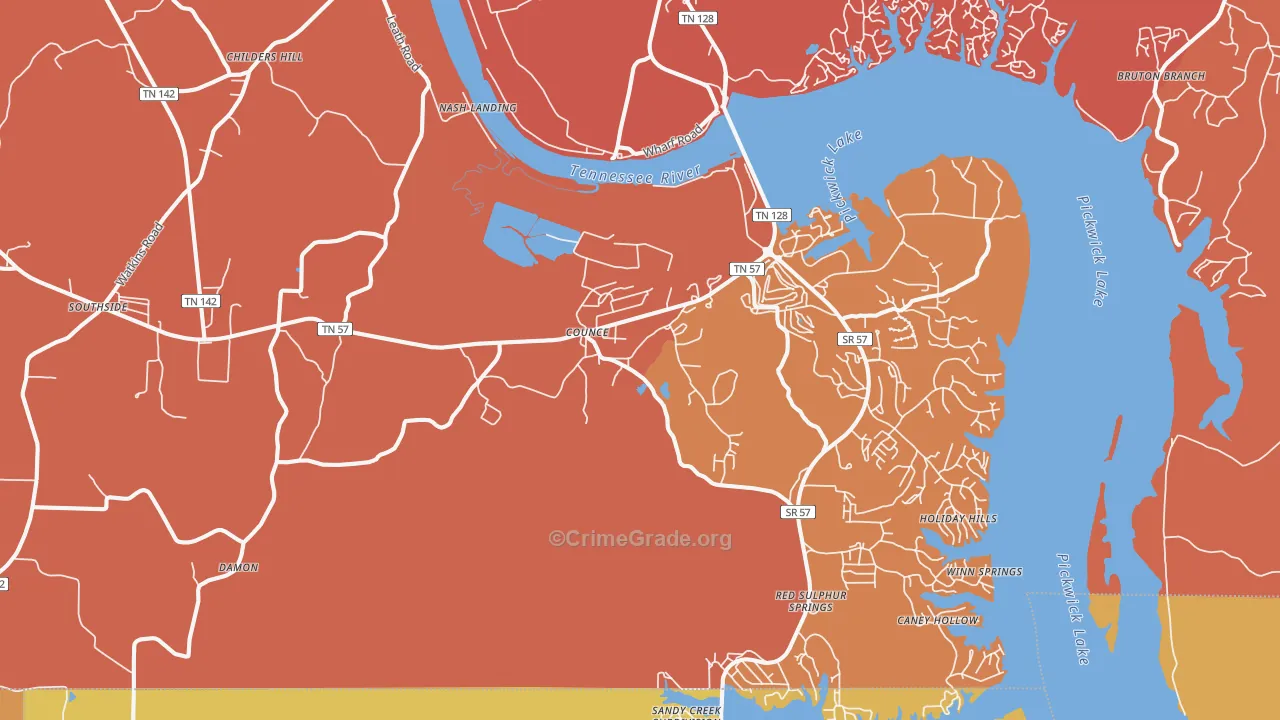 38326, TN Map of Drug-Related Crime Rates