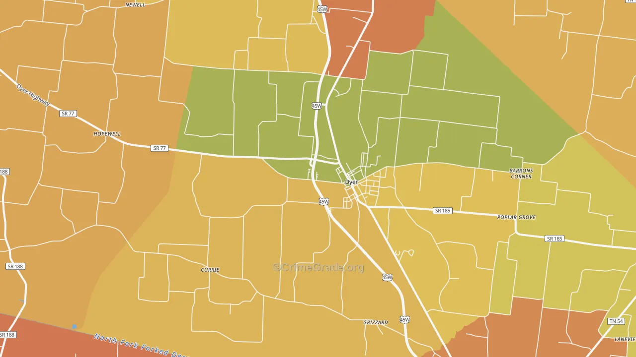 38330, TN Map of Drug-Related Crime Rates